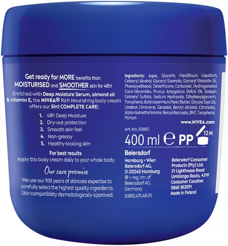 Vista 6 de Nivea Crema Corporal Nutritiva Rica Piel Seca Aceite de Almendras 13.5 fl oz