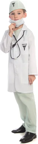 Dress Up America Disfraz de doctor para niños, conjunto de ropa quirúrgica y conjunto para niñas y niños - Conjunto de disfraz para el día de la