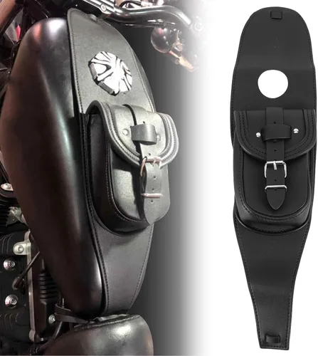 Vista 3 de Acouto Bolsa de motocicleta, bolsa de piel sintética para cubierta de combustible de motocicleta, bolsa central de consola de salpicadero, bolsa