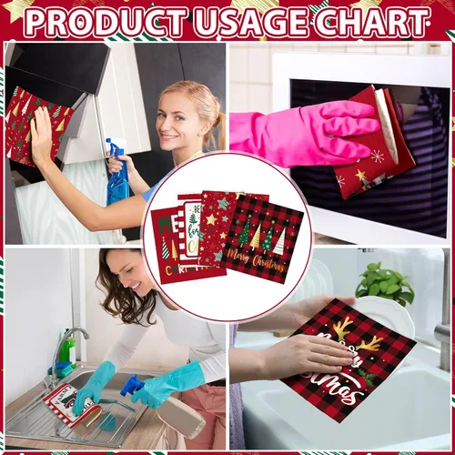 Vista 6 de Sunnyray 24 paños de cocina suecos, paños de cocina, paños de limpieza reutilizables de esponja, toallitas absorbentes y lavables para limpieza