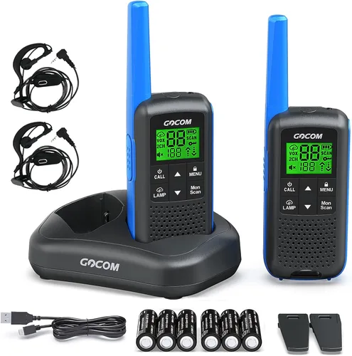 Walkie Talkies - GOCOM G600 FRS Radio bidireccional para adultos 2W de largo alcance Walkie Talkie recargable, escaneo VOX, NOAA y alertas