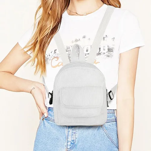 Vista 10 de Mini mochilas para mujer, mochila de pana elegante para mujer, para citas, viajes, mochilas de campamento para mujeres y niñas, Beige
