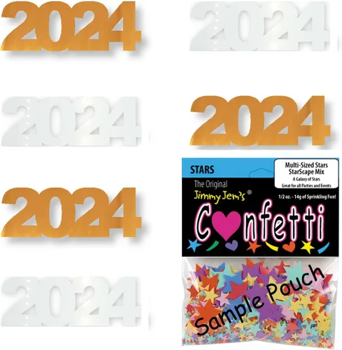 Vista 14 de Confetti Year 2024 Negro, Azul Royal Combo - 2 bolsas de media onza (1 oz)