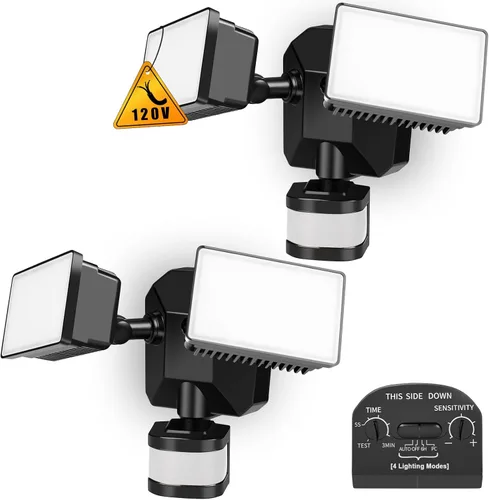 Vista 10 de EMANER Luz de inundación con sensor de movimiento, del anochecer al amanecer, luces LED de seguridad para exteriores, 5000 K, 280 W, equivalentes