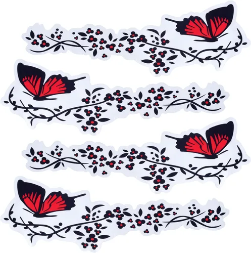 Vista 7 de OIIKI Calcomanías de automóvil de flores de mariposa para mujer, 2 juegos de calcomanías de vinilo para automóvil, fondo transparente, calcomanía