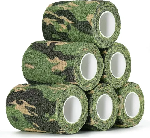 Vista 10 de 6 unidades de cinta de camuflaje autoadhesiva de camuflaje vendaje cohesivo de 3 pulgadas x 5 yardas, envoltura deportiva autoadhesiva de camuflaje