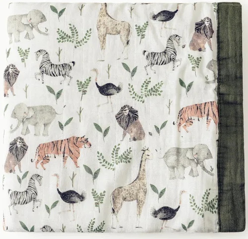 Little Jump Manta de muselina para niños pequeños, edredón suave y sedoso para bebé, de gran tamaño de 47 x 47 pulgadas, manta de muselina de 2