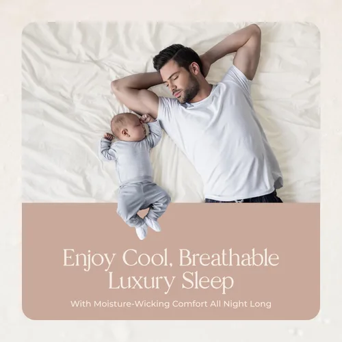 Vista 4 de Protector de colchón orgánico impermeable Cal King – Protector de colchón 100% impermeable con protección de triple capa extrasuave, silencioso