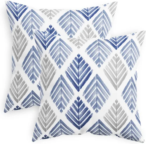 CaliTime Juego de 2 fundas de almohada decorativas de vellón de dos tonos con diseño geométrico de hojas de árbol para sofá, cama, decoración de