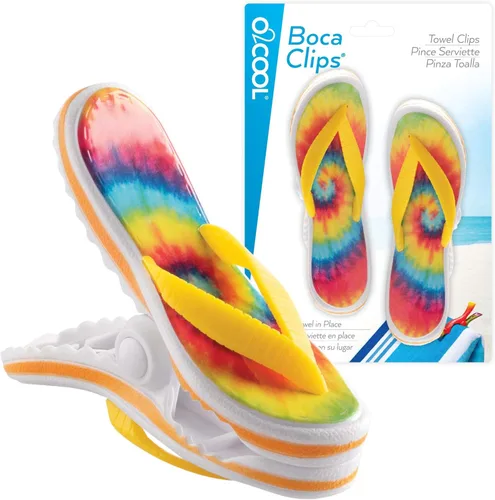 Vista 12 de O2COOL Bocaclips - Pinzas para toallas de playa para sillas de playa, accesorios para patio y piscina - (Chanclas) 2