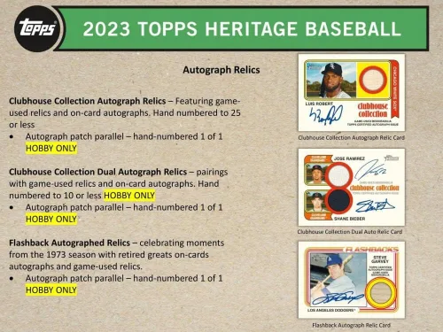 Vista 6 de Caja de Hobby de Béisbol Topps Heritage 2023 (24 Paquetes/9 Tarjetas: 1 Auto o Memo)