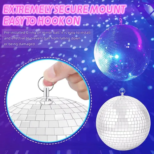 Vista 3 de Luz de bola de discoteca, difusor de luz de bola de discoteca de espejo de 5 pulgadas, rotación de 360°, luces de Navidad para fiestas