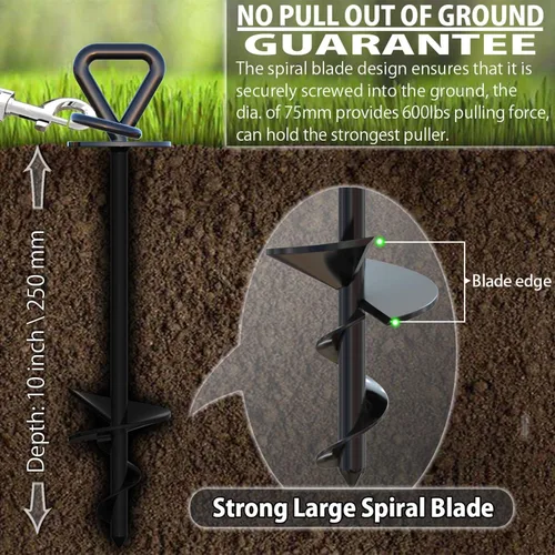 Vista 3 de Cable y estaca de amarre para perros de 25 pies – Correa de patio duradera y resistente y estaca para perros pequeños, medianos y grandes de hasta