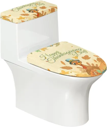 Vista 31 de Juego de decoración de baño de 2 piezas con diseño de muñeco de nieve de Navidad, cubierta de tanque para asiento de inodoro