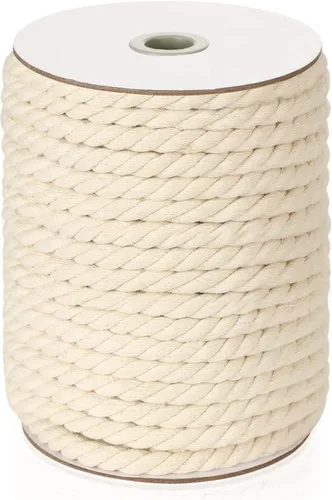 Vista 17 de Cuerda de macramé de 4 mm x 240 yardas (722 pies), cuerda de macramé de algodón colorido - cuerda de algodón de macramé trenzada de 3 hilos colorida