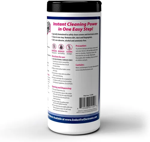 Vista 4 de Endust for Electronics Paños limpiadores para pantallas LCD y de plasma Paquete de 6 Blanco