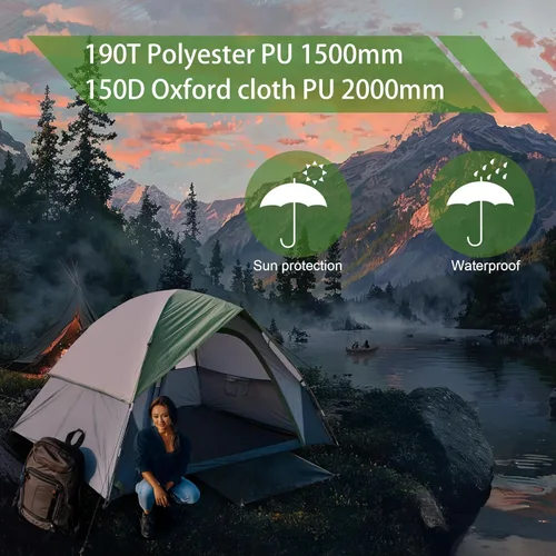 Vista 7 de Tienda de campaña al aire libre para 2 personas, impermeable, doble capa, resistente al viento, se puede utilizar para senderismo al aire libre