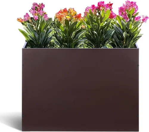 Vista 7 de BAYN Macetero Cuadrado de Metal Maceteros Altos para Plantas de Exterior Moderno Resistente con Agujeros de Drenaje para Exterior Interior Patio