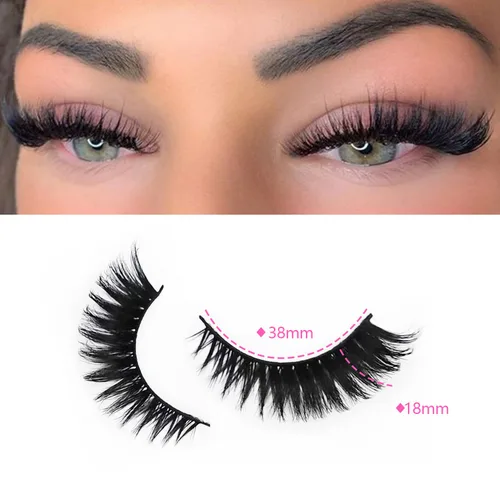 Vista 6 de Pestañas de ojo de gato, aspecto natural, finas, esponjosas, de 0.59 pulgadas, cortas, de visón de zorro, paquete de pestañas postizas de visón