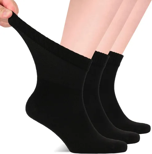 Vista 14 de Hugh Ugoli - Calcetines diabéticos para hombres, calcetines sueltos de tobillo, rayón derivado del bambú, extra anchos, delgados, punta sin