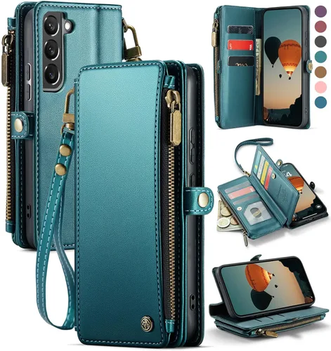 Vista 11 de Defencase Funda compatible con Samsung Galaxy S22 Plus con tarjetero de bloqueo RFID para mujer, de piel sintética, cierre magnético, cierre
