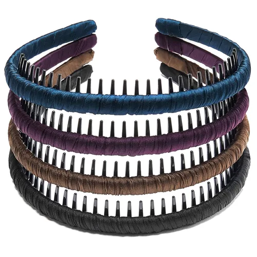 Vista 8 de 4 piezas - Diadema multicolor con dientes de resina protectora - Diadema con peine - Accesorios para el cabello de Beauty hair (Multicolor-No.9)