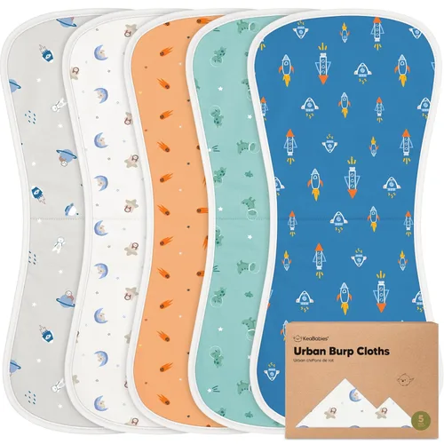 Vista 37 de Paños orgánicos para eructos para bebés niños y niñas - Paquete de 5 paños de algodón súper absorbentes para eructar para bebés, trapos suaves