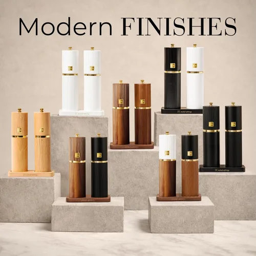 Vista 7 de Juego de molinillo de sal y pimienta de madera, molinillos manuales recargables de sal y pimienta con rebabas de cerámica ajustables, detalles