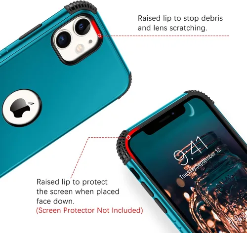 Vista 5 de BENTOBEN Funda para iPhone 11, funda para teléfono iPhone 11, resistente 2 en 1, protección completa rugosa a prueba de golpes, híbrida parachoques
