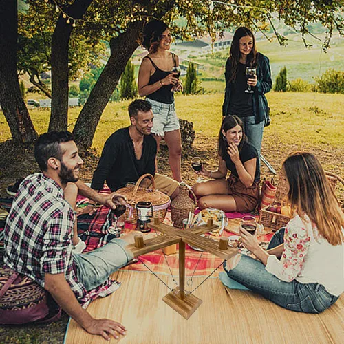 Vista 4 de Hook Toss Game, Ring Toss Game, Handmade Wooden Ladder, Throwing Hook and Ring Battle Game for Family