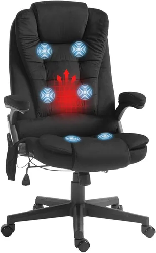 HOMCOM Silla de oficina con masaje de 6 puntos y vibración con calefacción, silla ejecutiva de oficina de respaldo alto de terciopelo con respaldo de Aosom LLC