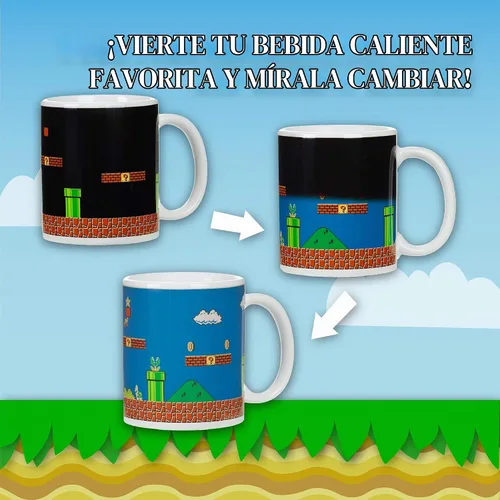 Vista 2 de Taza de super Mario Bros Paladone, taza que cambia con calor, edición de coleccionistas