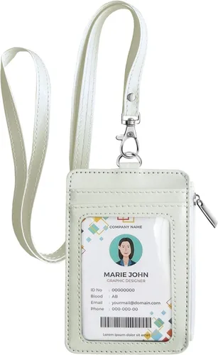 Vista 22 de Bolimoss Porta credenciales y chaleco con tarjetero 2 en 1, soportes para tarjetas de crédito con cordón de cuello desmontable, cartera de cuero