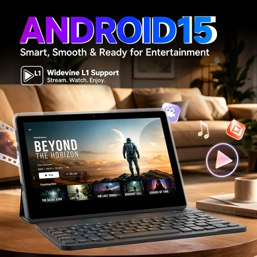 Vista 6 de YQSAVIOR Tablet de 10 pulgadas con teclado, tableta 2 en 1, Android 15