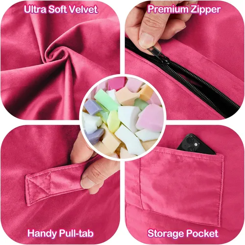 Vista 115 de de 3 pies con relleno de espuma viscoelástica, puf grandes, sofá suave con funda de terciopelo holandés, 36 x 36 x 24 pulgadas (morado)