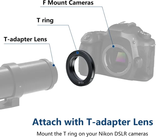 Vista 3 de Lightdow Anillo adaptador de lente de montaje T/T2 para Nikon D5500 D3300 D3200 D5300 D3400 D7200 D750 D3500 D7500 D500 D600 D610 D700 D800 D810