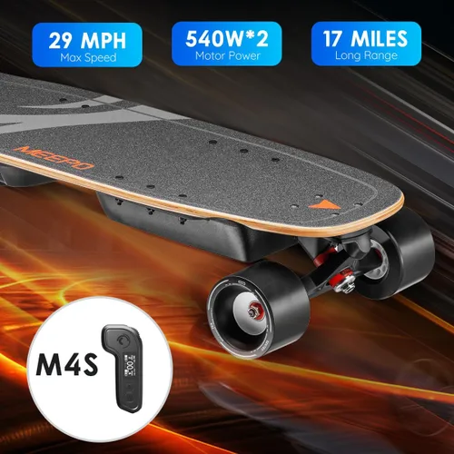 Vista 7 de MEEPO MINI3S - Monopatín eléctrico con control remoto, velocidad máxima de 28 MPH, rango de 17 millas, carga máxima de 330 libras, Maple Cruiser