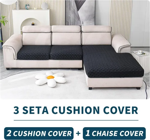 Vista 7 de LUFEIJIASHI Fundas para sofá seccional, fundas de cojín en forma de L para sofá seccional, fundas elásticas para sofá seccional, protector de Negro