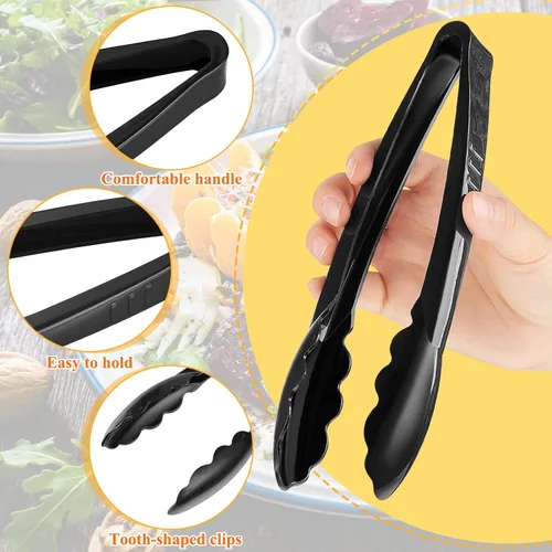 Vista 3 de Tessco for you 25 pinzas de plástico para servir a granel, pinzas desechables de plástico de 9 pulgadas, pinzas de ensalada resistentes para cocina