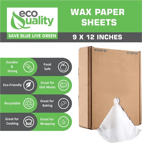Vista 2 de EcoQuality - Hojas de papel enceradas en seco de 9 x 12 pulgadas, resistente a la grasa, aptas para microondas, envoltura de delicatessen
