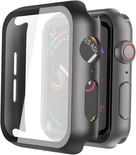 Vista 47 de Misxi - Juego de 2 fundas de policarbonato con protector de pantalla de vidrio templado compatible con Apple Watch Series 3 y Series 2 de 38mm