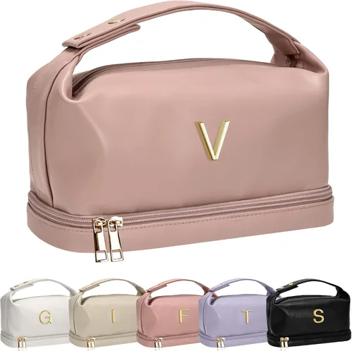Vista 44 de Bolsa de maquillaje inicial con asa para mujer, doble capa