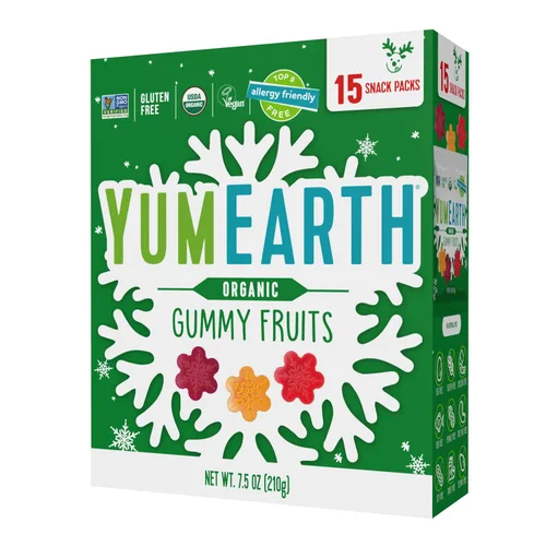 YumEarth - Paletas de gomitas orgánicas festivas 15 unidades Caja amigable para alérgicos, sin colorantes, sin gluten, sin transgénicos Gomitas de