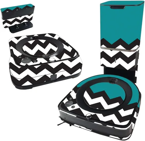 Vista 5 de MIGHTY SKINS Skin compatible con iRobot Roomba s9+ Vacuum & Braava Jet m6 Bundle – Baby Blue Jacquard y cubierta de vinilo única Fácil