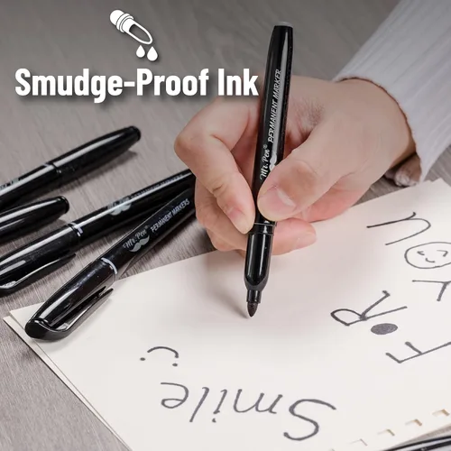 Vista 6 de Mr. Pen- Permanent Markers, 12 Pack, Black, Fine Tip, Black Markers, Fine Tip Markers