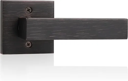 Probrico Paquete de 1 manija de puerta de bronce aceitado para puertas francesas, manija de puerta cuadrada simulada, tirador de un solo lado sin