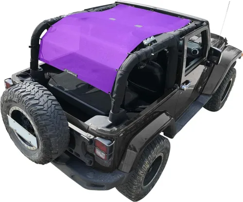 Vista 89 de Shadeidea - Parasol para vehículo Jeep Wrangler JK (2007-2018) de 2 puertas, delantero y trasero, pantalla de malla color negro, cubierta