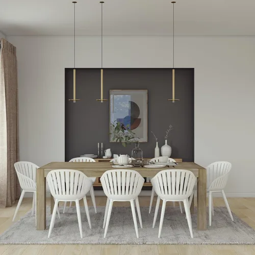 Vista 3 de Midtown Concept Vichy - Juego de mesa rectangular para patio, 9 piezas, madera de eucalipto, ideal para interiores, color marrón