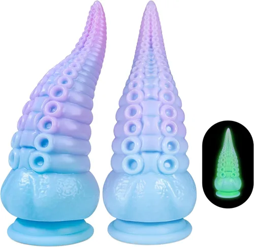Consolador Tentáculo Juguetes Sexuales para Adultos: Consolador monstruo luminoso grueso de 7.5 pulgadas con ventosa, consoladores grandes de