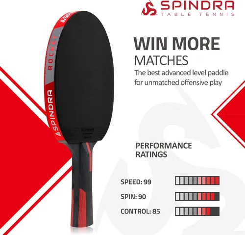 Vista 3 de Rocket Performance Level Pala de Ping Pong, Paleta de Tenis de Mesa Intermedio/Avanzado con Goma Ofensiva de 2MM, Esponja Afterburner de 2MM, Funda